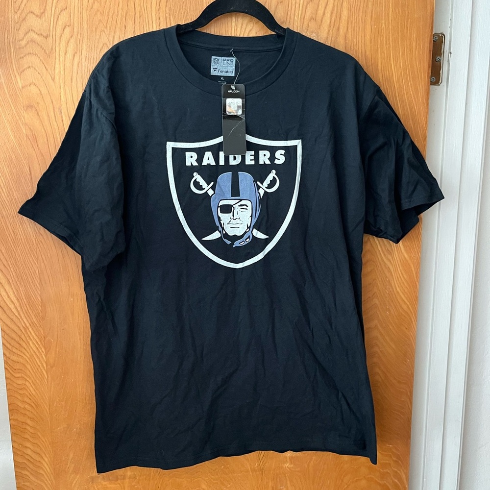 Fanatics Black Raiders Logo Short Sleeve T-Shirt
